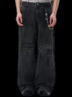 No Name Black Double Waist Jeans