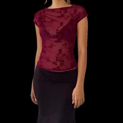 Hollowed-out backless halter top