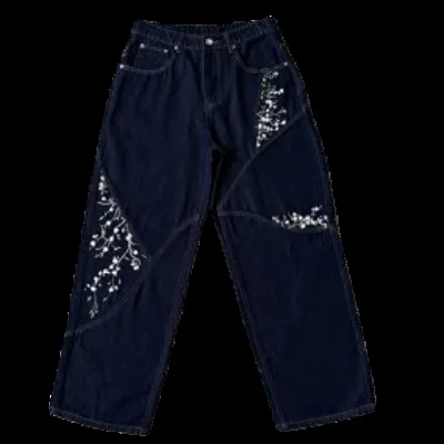 Dershutze flower pattern denim jeans